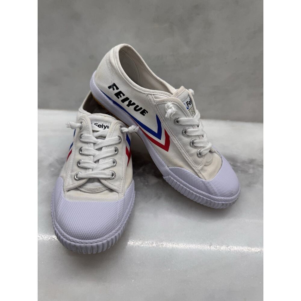 Feiyue Low Top Canvas Sneakers White Red Blue Classic Martial Arts Shoes Women 8